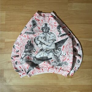 Vintage 1990s Heavyweight NFL Football All-Over Print Crewneck - Large